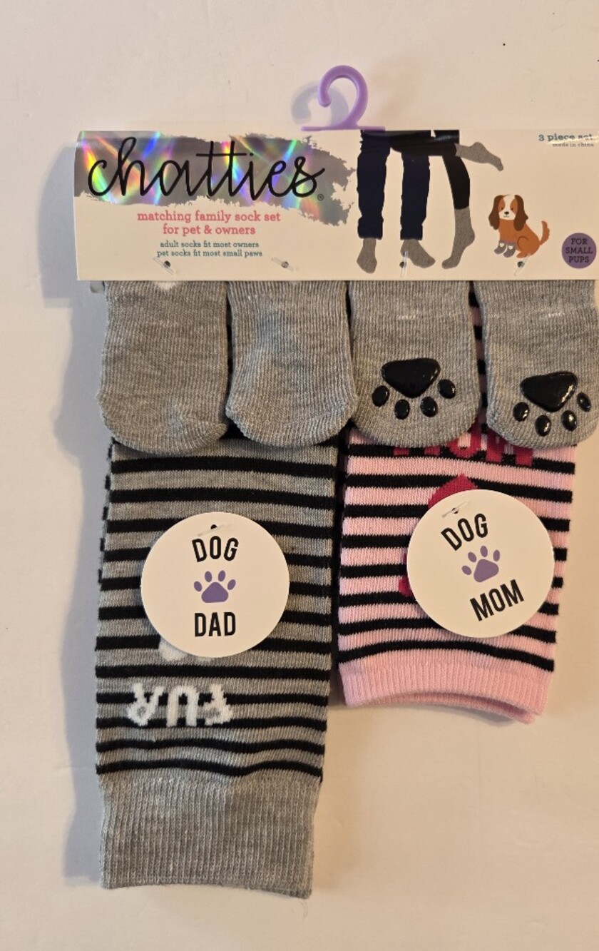 Chatties Matching Family Dog Mom & Dad Pet & Owner Sock Set NWT
